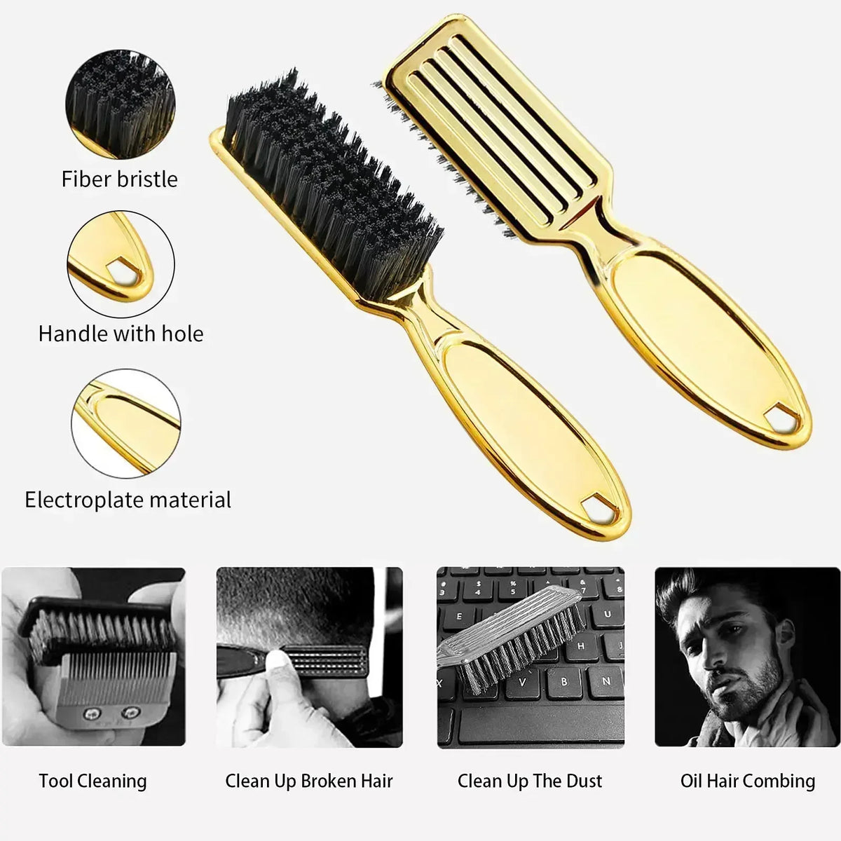 Professional Hairdressing Styling Tools Set Gold Barber Spary bottle 6 Inch Haircut Men Manual Shaver Salon Hair Cleaning Brush