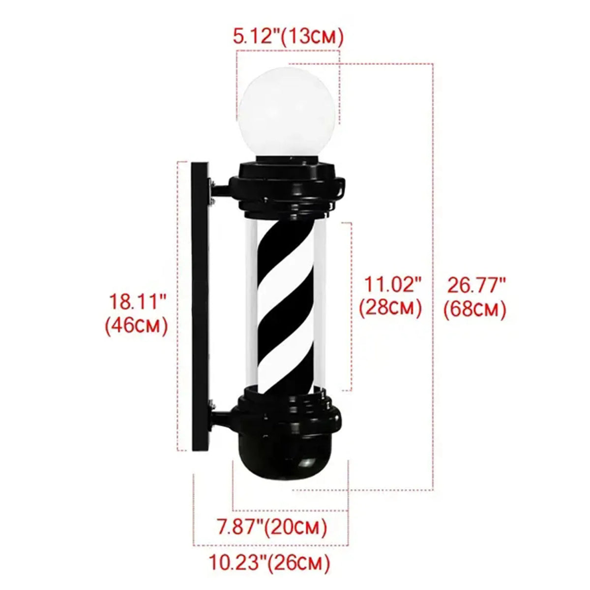Barber Pole Light Sturdy Wall Hanging Salon Rotating Light Salon Open Sign Light for Beauty Salon Barbershop Outdoor Hair Salon
