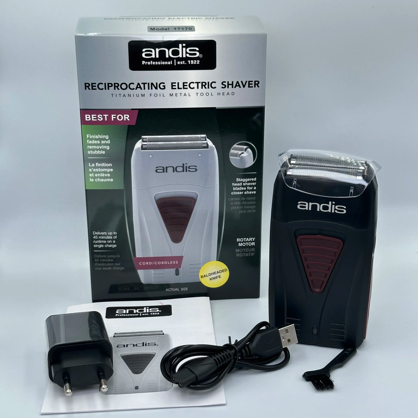 Original Andis 17170 Foil Lithium Titanium Shaver Smooth Shaving Cordless Shaver With Charger  For Men Razor Bald Hair Clipper