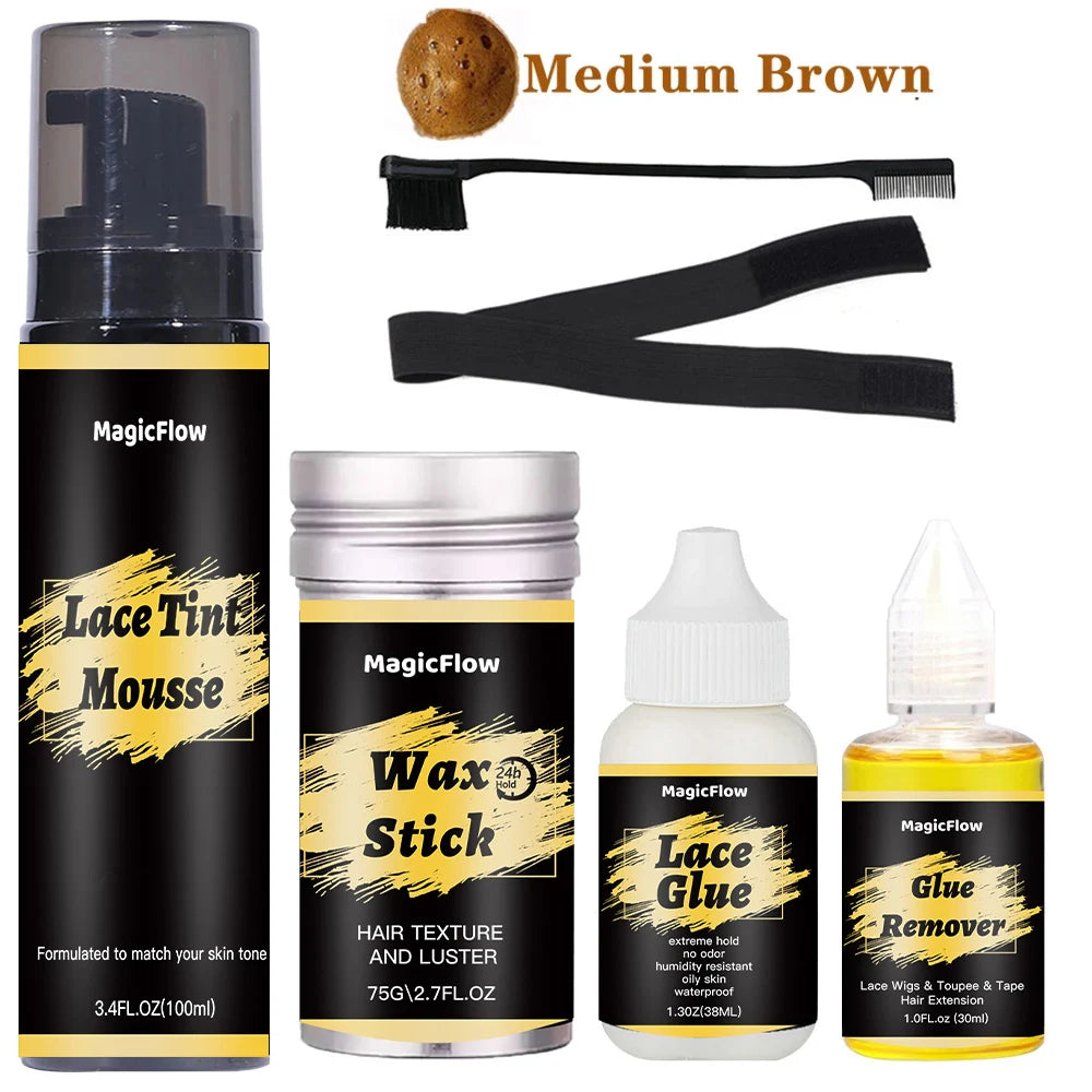 Installation Kit Set Hair Tint Mousse Hair Wax Stick Lace Tint Mousse Waterproof Invisible Lace Glue For Lace Front