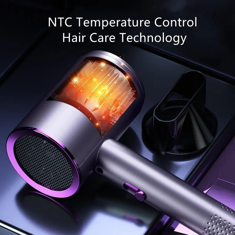 Hair Dryer Quick-Drying Low-Noise Electric Hairbrush Professional Blue Light Negative Ion Collagen Hair Care Dryer
