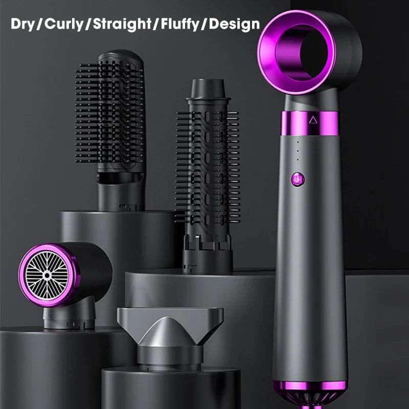 Hair Dryer 5 In 1 Hair Blower Hot Cold Air Styler Comb Anion Hairdryer Electric Leafless Blowing Hair Dryer Auto Curling Iron