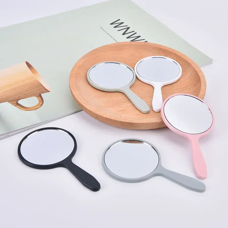 Handheld Mirror Round With Handle Hand Mirror Hair Salon Compact Mirrors Cosmetic Mirrors For Women