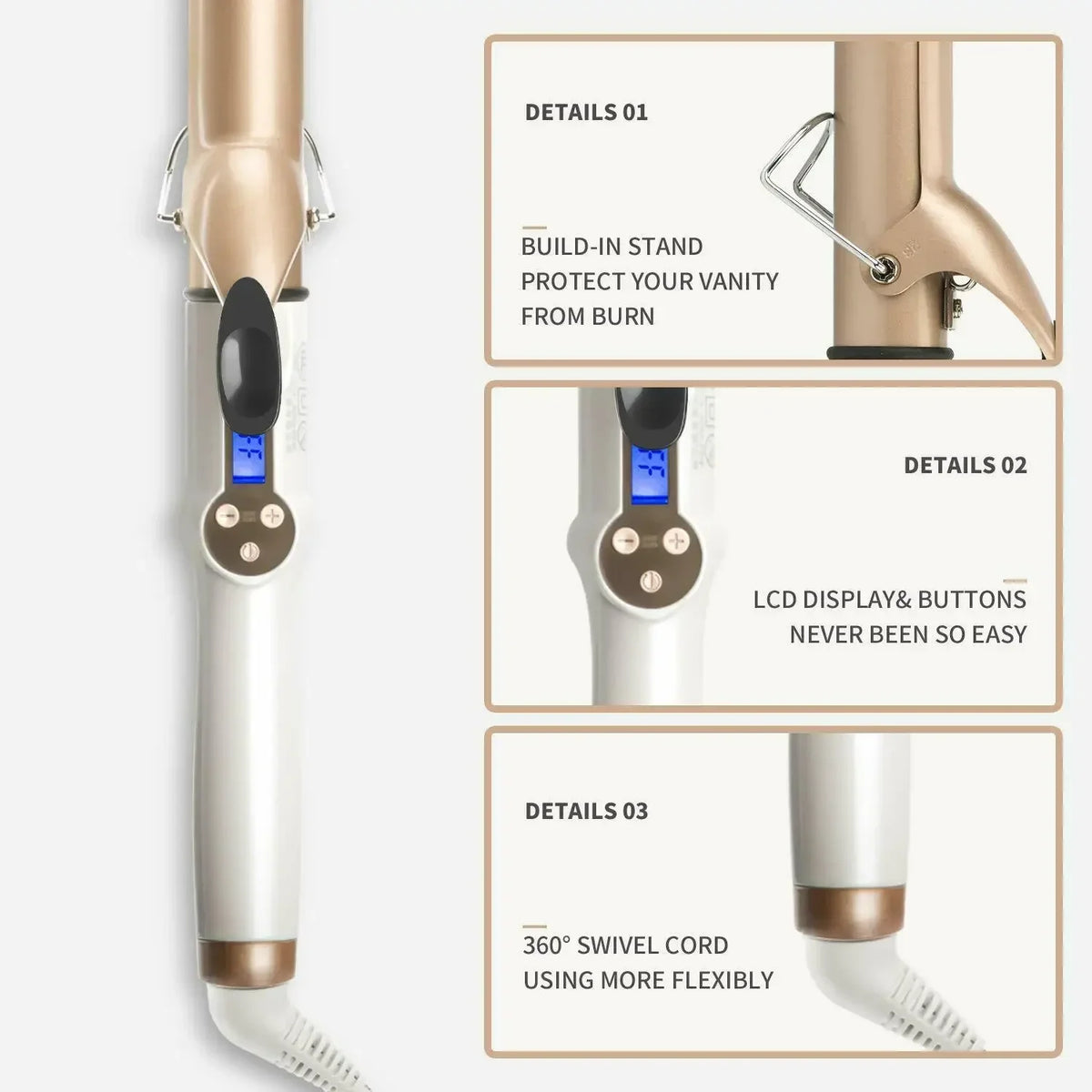2023 New Electric Hair Curler with LCD Screen Digital Curling Iron Hair Curlers Irons 19-38mm  Professional Curling Iron Curler