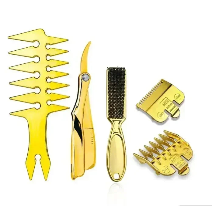 Professional Hairdressing Styling Tools Set Gold Barber Spary bottle 6 Inch Haircut Men Manual Shaver Salon Hair Cleaning Brush