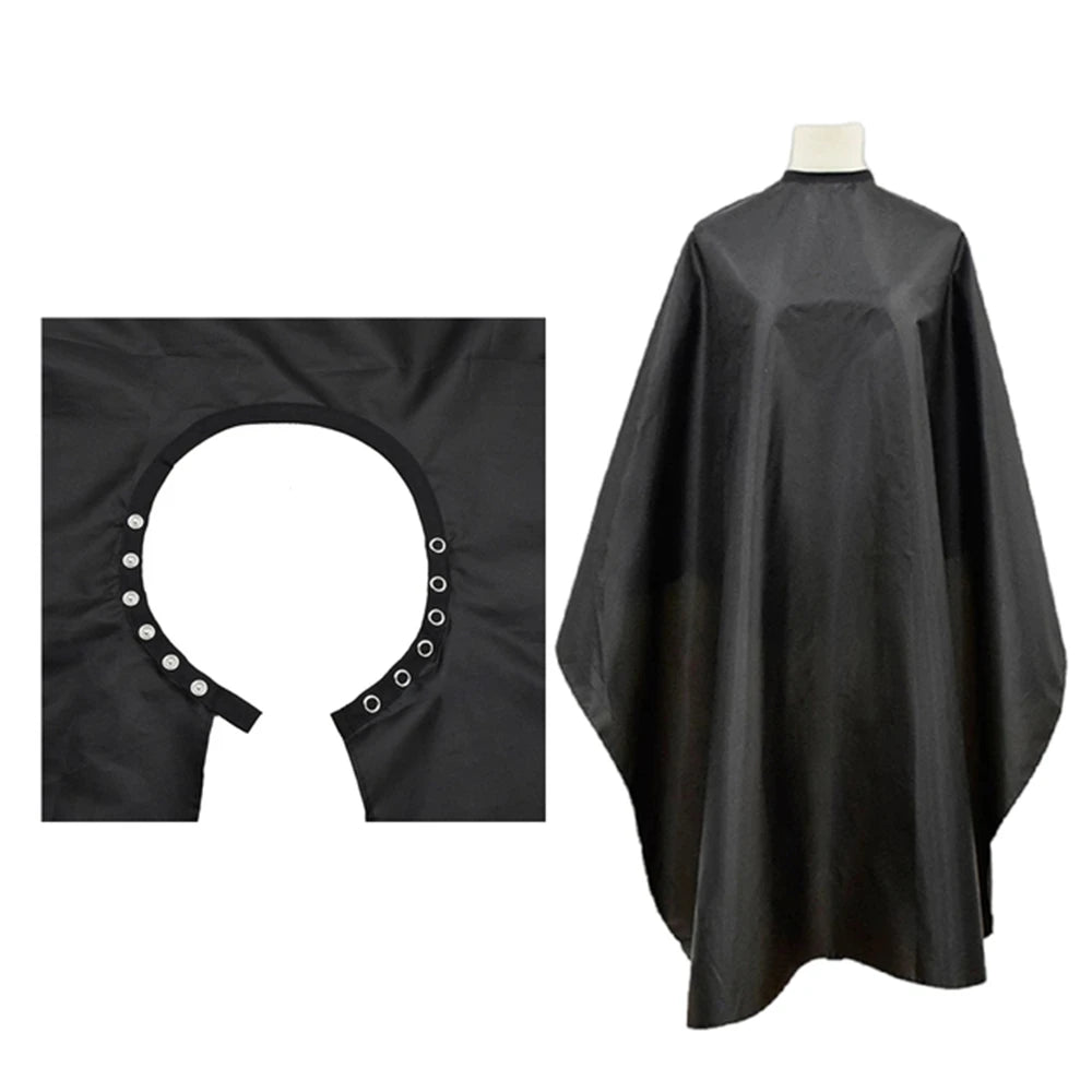Button collar Black Haircut Cloth Hairdressing Anti-Static Salon Gown Hairdresser Apron Haircut Capes Barber Supplies