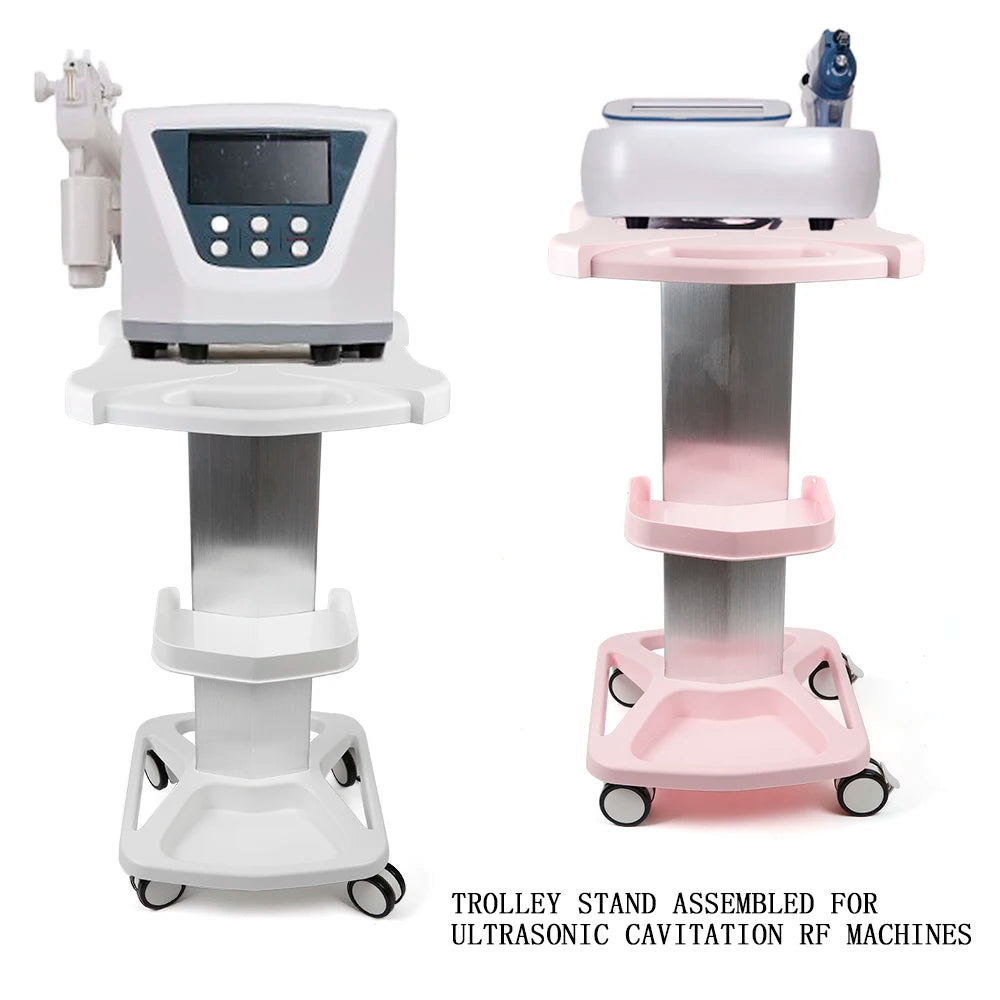 Pink/White Mobile Salon Trolley Stand with Wheel Spa Beauty Machine Trolley Stand Tray Rolling Cart Shelf Hairdressing Supplies