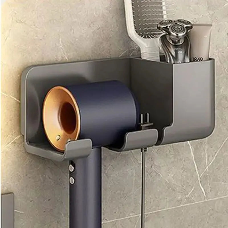 1pc Hair Dryer Storage Rack Non Punching Wall Mounted