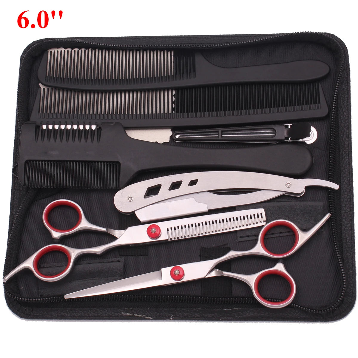 6'' Professional Hair Scissors Thinning Cutting Shears Hairdressing Comb Razor Set Salon Barber & Home Japan Steel