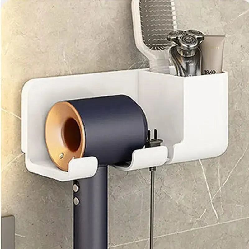 1pc Hair Dryer Storage Rack Non Punching Wall Mounted
