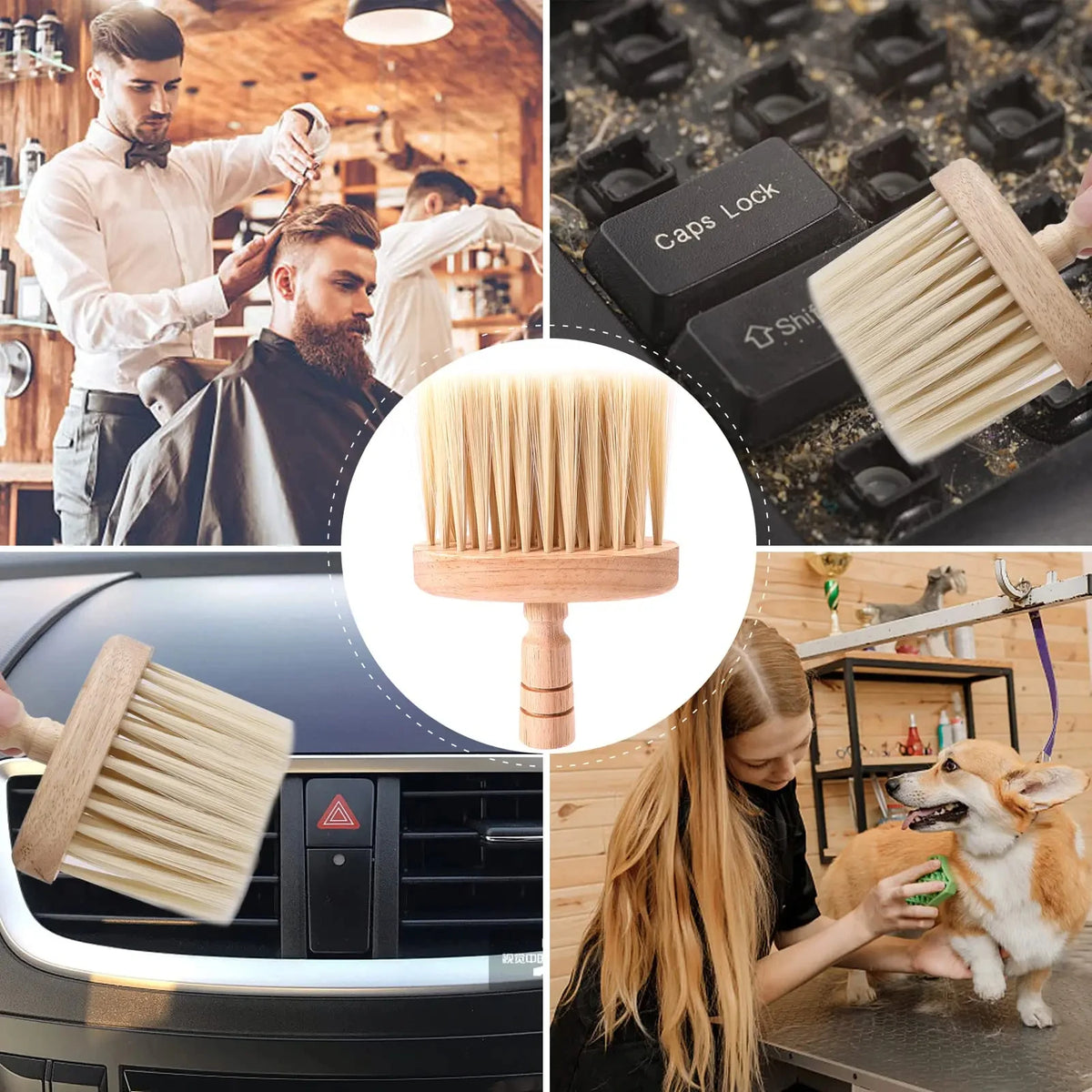 Barber Neck Duster Brush Professional Broken Soft Hair Brushes Haircut Ear Face Cleaning Wooden Handle Hairdressing Styling Tool