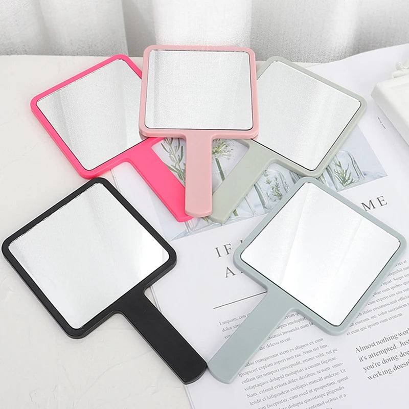 1PC Square Handheld Makeup Vanity Mirror with Handle Hand Mirror SPA Salon Compact Mirrors Eyelash Extension