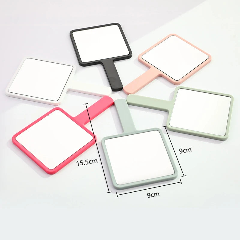 1PC Square Handheld Makeup Vanity Mirror with Handle Hand Mirror SPA Salon Compact Mirrors Eyelash Extension
