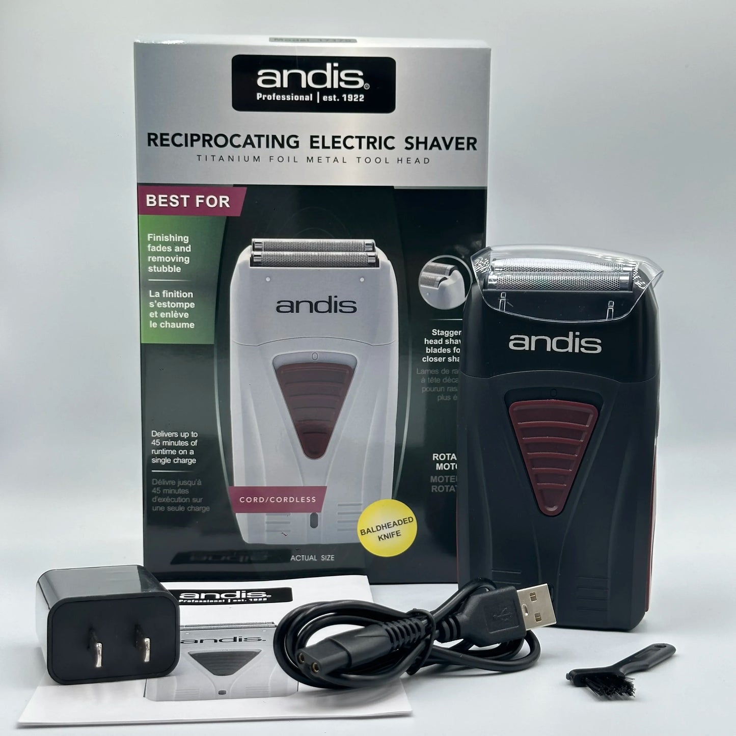 Original Andis 17170 Foil Lithium Titanium Shaver Smooth Shaving Cordless Shaver With Charger  For Men Razor Bald Hair Clipper