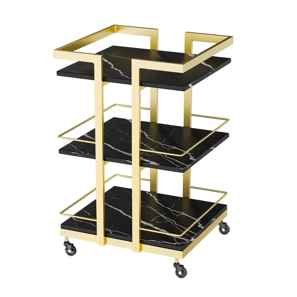 Esthetician Cart with Wheels Utility Salon Rolling Trolley, Gold Mobile Storage Organizer for Beauty Spa Cosmetology Massage