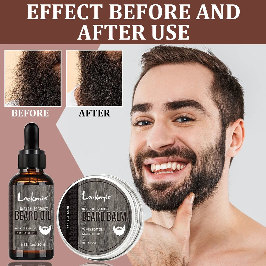 Beard Care Kit Beards Gloss Moisturize Serum Beard Oil Prevents Itch and Moustache Dandruff Softens and Nourish Whiskers Product