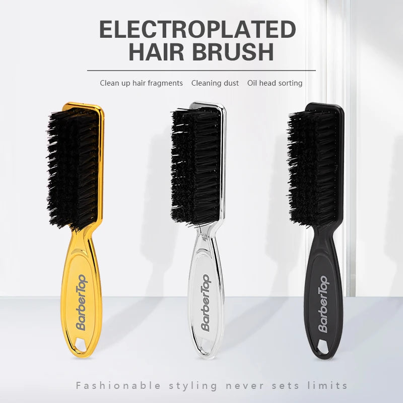 Barbertop Electroplate Clean Shaver Brush Professional Barber Hairdressing Hairbrush Barbershop Styling Tools Cleaning Supplies