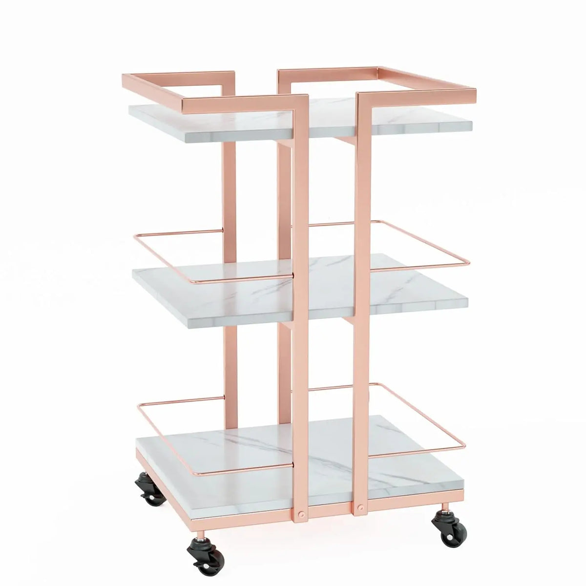 Esthetician Cart with Wheels Utility Salon Rolling Trolley, Gold Mobile Storage Organizer for Beauty Spa Cosmetology Massage