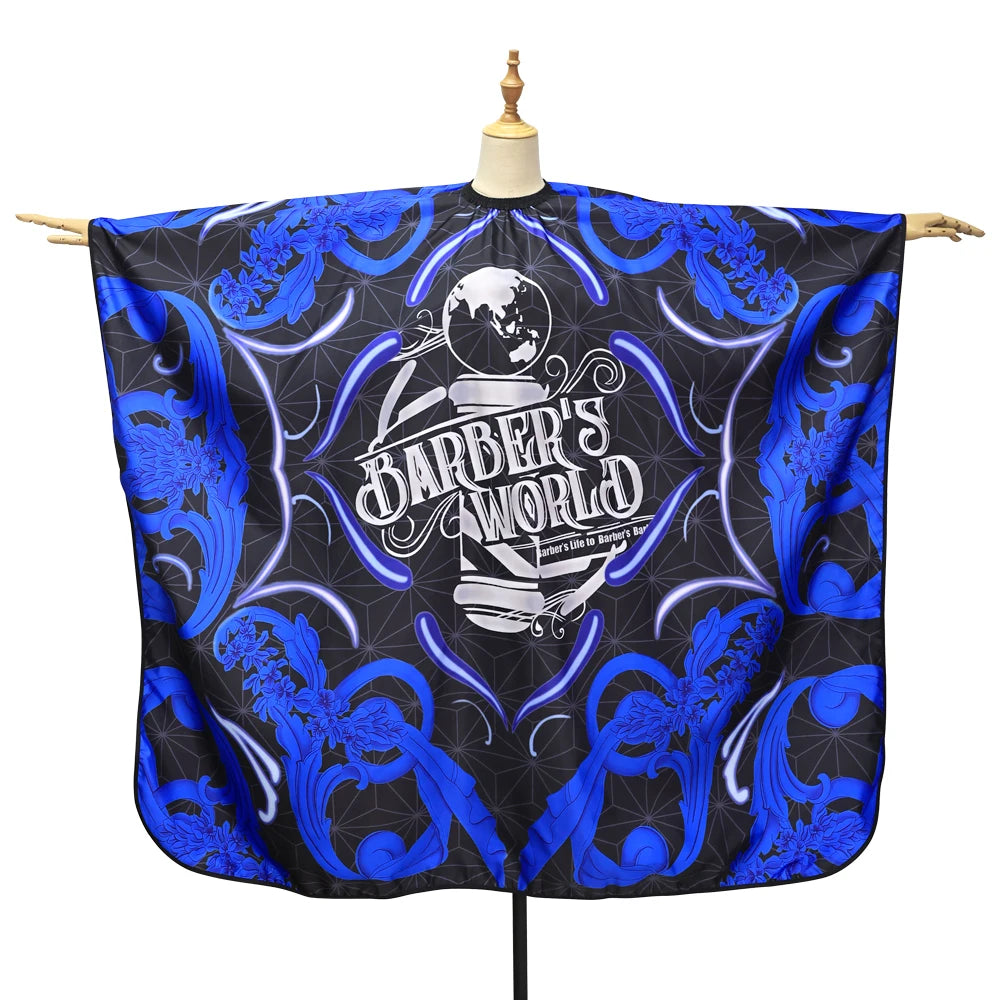 Blue Barber Haircut Cloth Waterproof Salon Gown Adjustable Closure Hairdressing Apron Antistatic Hairdresser Capes Barbershop