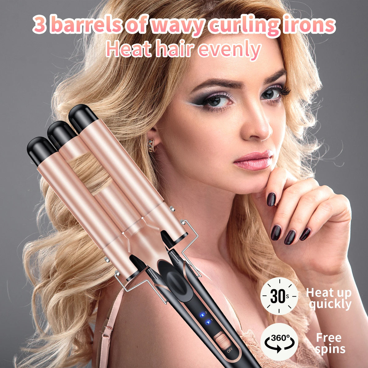 5 in 1 Curling Iron Set with Curling Brush, 0.35”-1.25” Hair Curler Wand for Hairstyle and Heat Resistant Gloves and Hair Clips