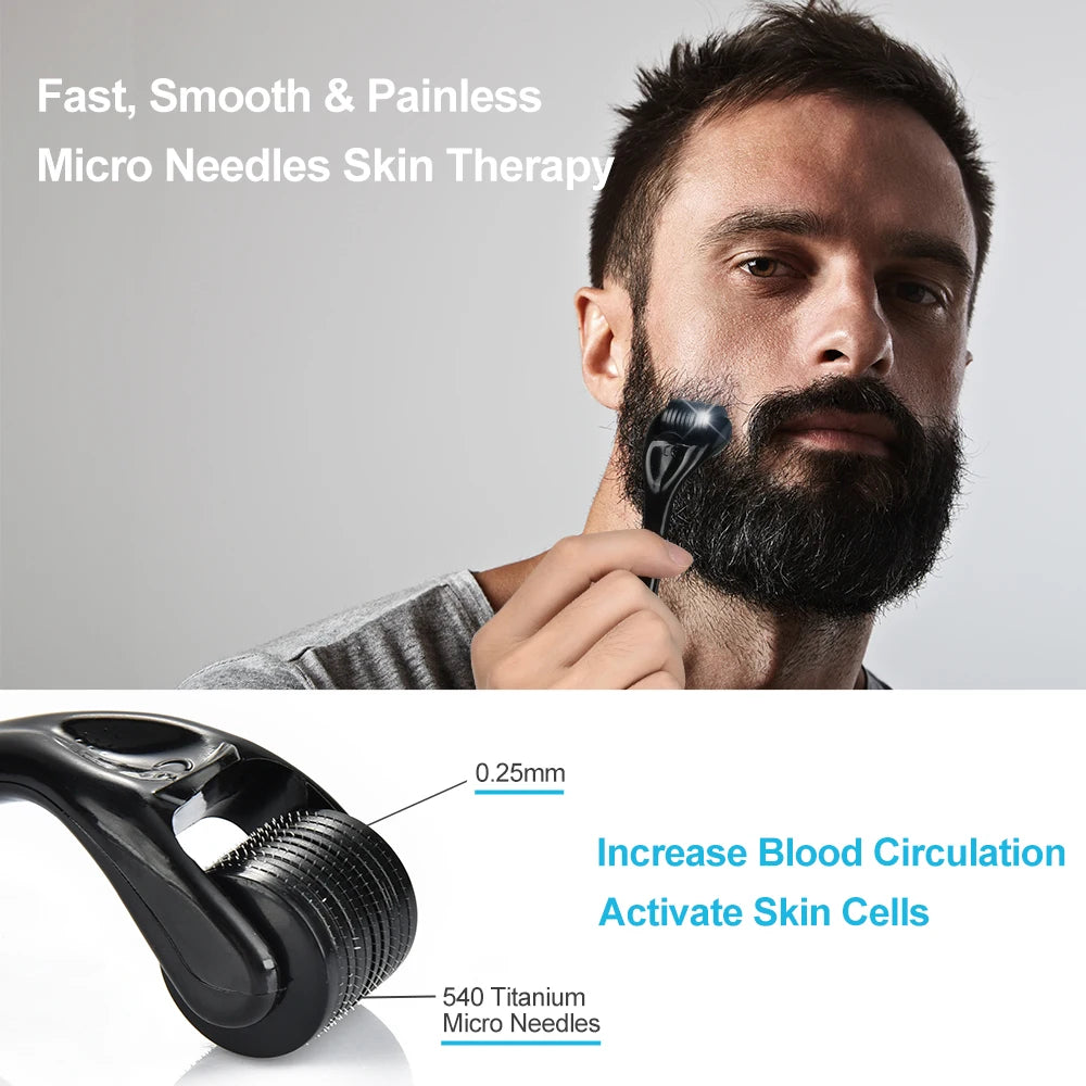 Beard Growth Kit Barber Hair Growth Enhancer Set Oil Serum Nourishing Essential Facial Care Kit Men Titanium Roller Balm Comb