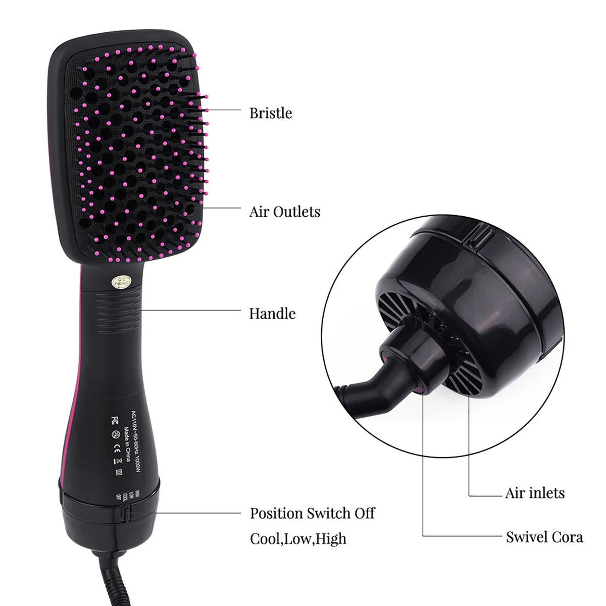 2 in 1 Multifunctional Anion Hair Dryer Brush Comb Styler Hairdressing Tool Hair Beauty Tool Hair Brush Dryer Hair Blow Dryer