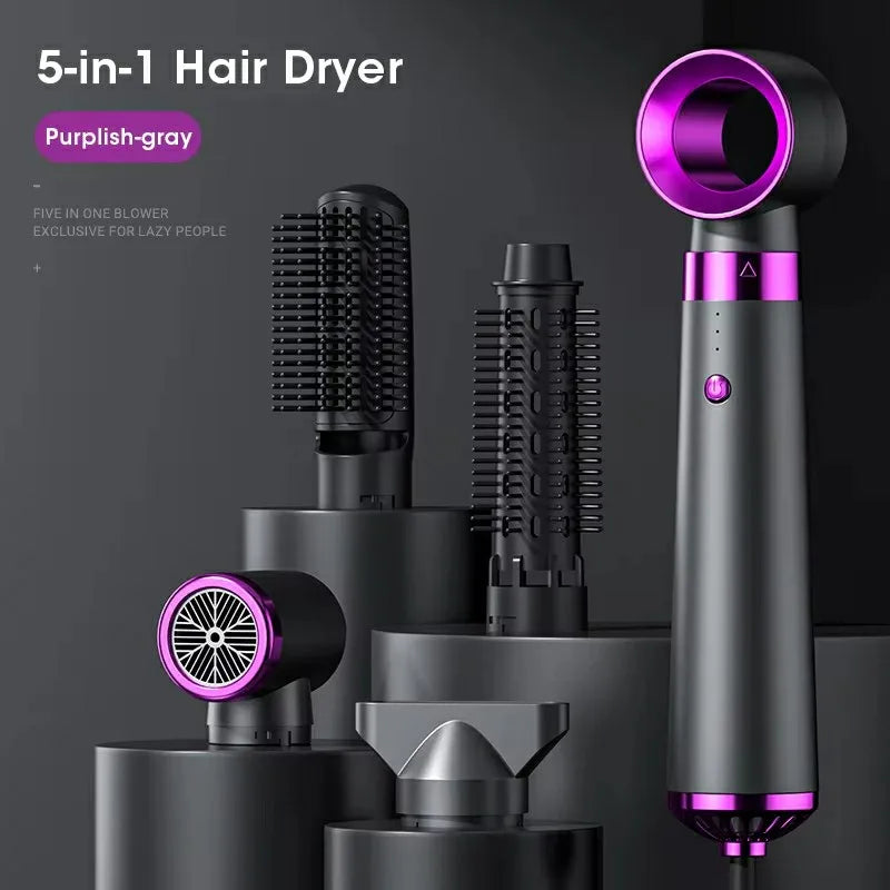 Hair Dryer 5in1 Multifunctional Hair Straightener Negative Ion Hair Care Curler Blow Dryer Styling Set Strong Wind