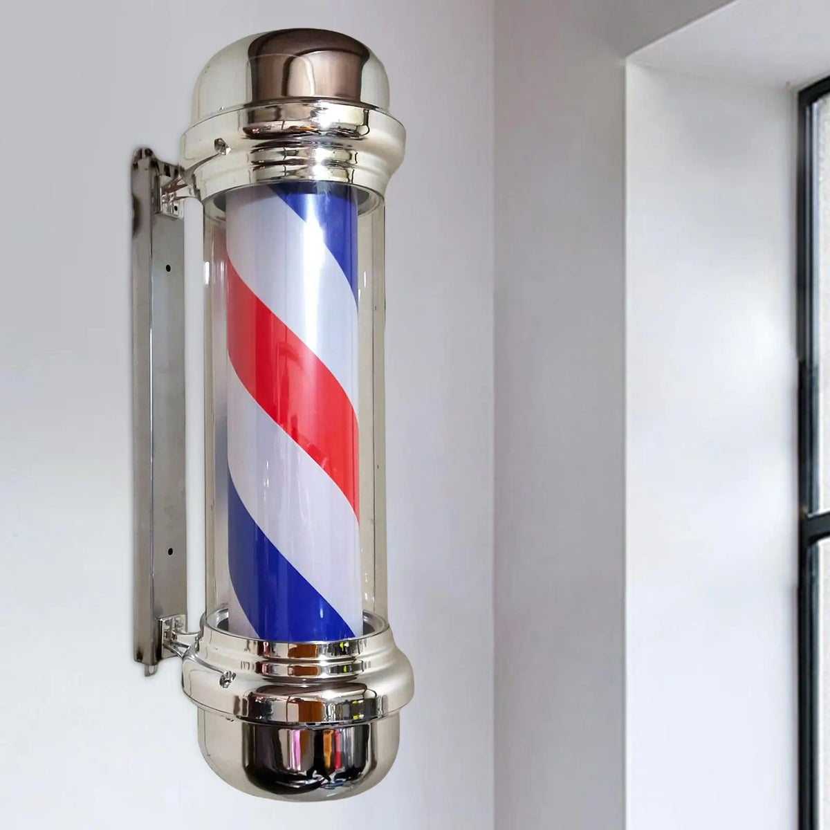 Barber Pole Light Wall Mount Barbershop Rotating Light Barber Shop Pole LED Red Blue Rotating for Hair Salon Indoor Outdoor