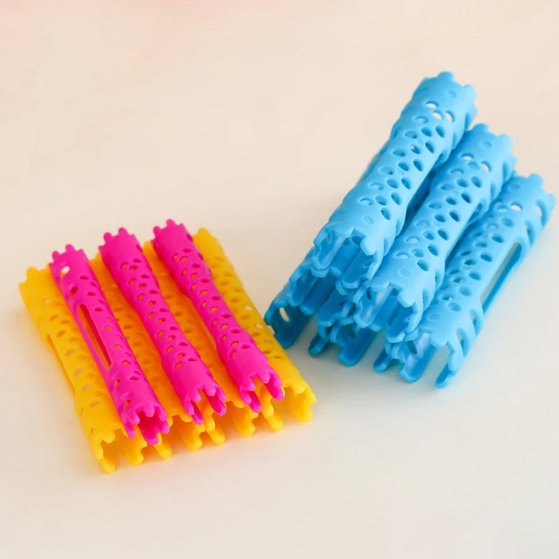30pcs/set Hollow Cold Perm Rods with Rubberbands Heatless Classic Hair Curler Bars Light Weight Multiholes Root Perm 1904