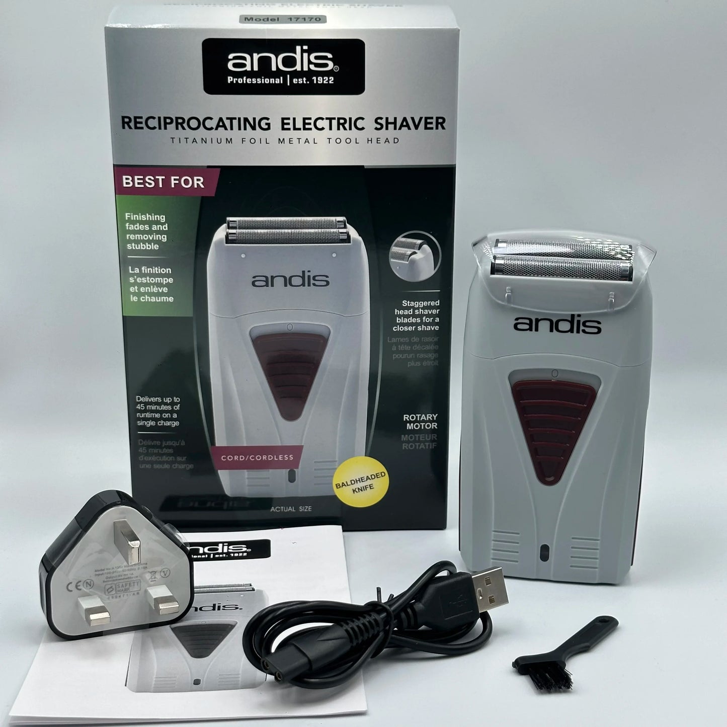 Original Andis 17170 Foil Lithium Titanium Shaver Smooth Shaving Cordless Shaver With Charger  For Men Razor Bald Hair Clipper