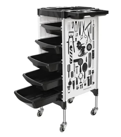 Barbershop Rolling Cart Hairdressing Tool Storage Trolley Cabinet New Beauty Salon Large Capacity Moveable Station Barber
