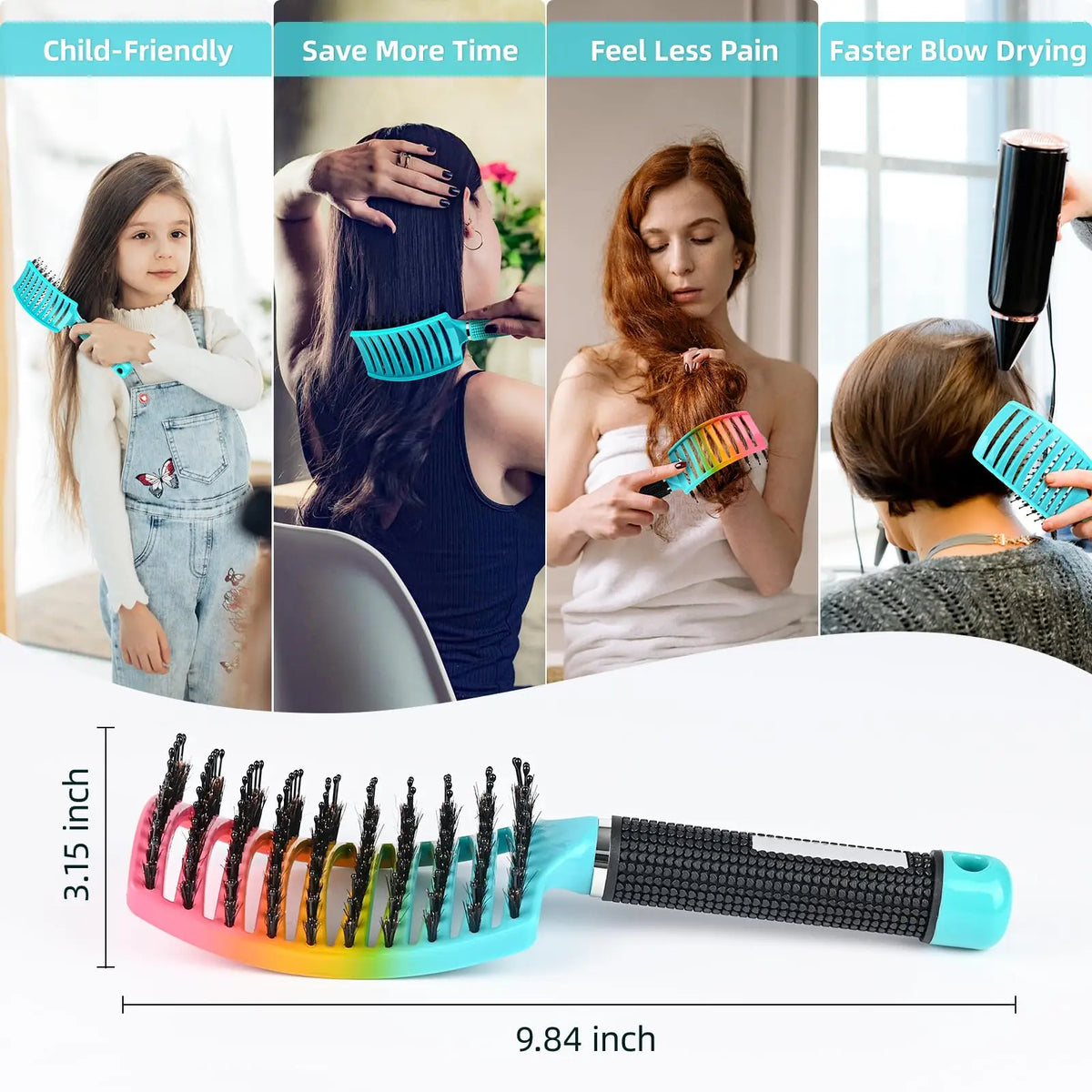 Salon Hairdressing Comb Bristle Girls Scalp Massage Combs Professional Wet Curly Detangle Hair Brush For Barber Styling Tools