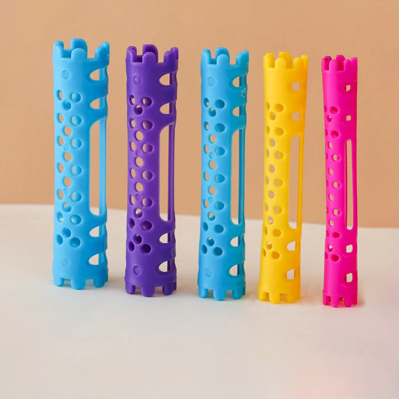 30pcs/set Hollow Cold Perm Rods with Rubberbands Heatless Classic Hair Curler Bars Light Weight Multiholes Root Perm 1904
