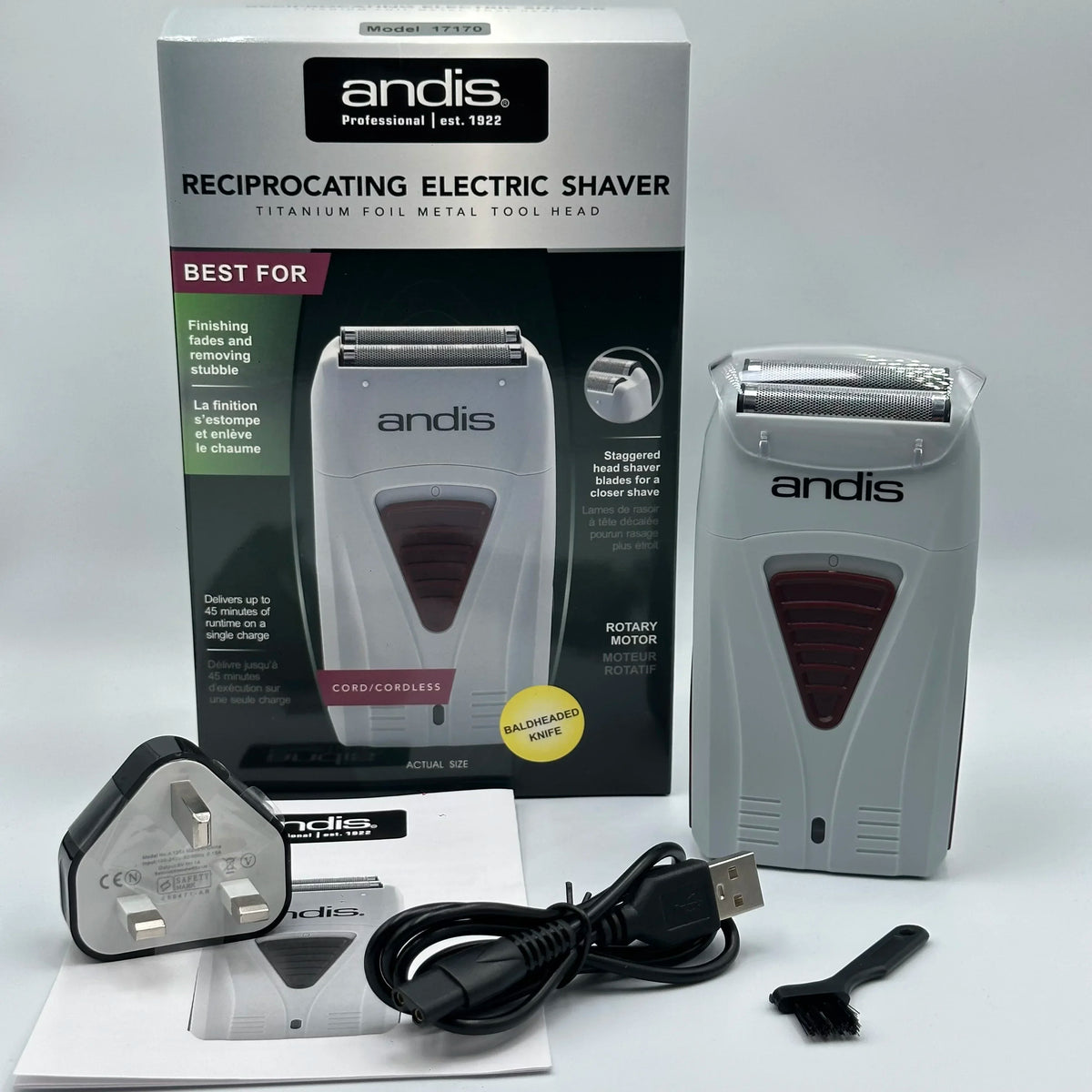 Original Andis 17170 Foil Lithium Titanium Shaver Smooth Shaving Cordless Shaver With Charger  For Men Razor Bald Hair Clipper