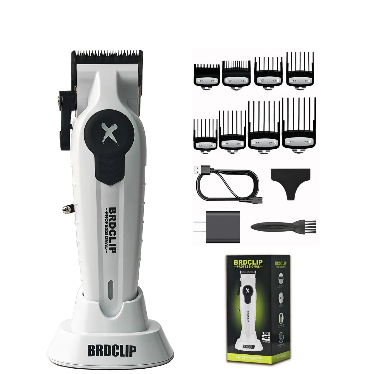 BRDCLIP FA1C NEW 7500RPM Barber Professional Hair Clipper High Speed Motor 2500mAh Electric Trimmer DLC Blade With Base