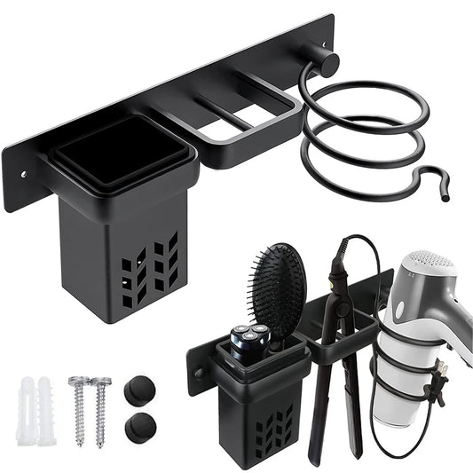 Wall-Mounted Hair Dryer Storage Rack Multifunctional Bathroom Hair Care Tool Straightening Irons And Curling Irons Storage Box