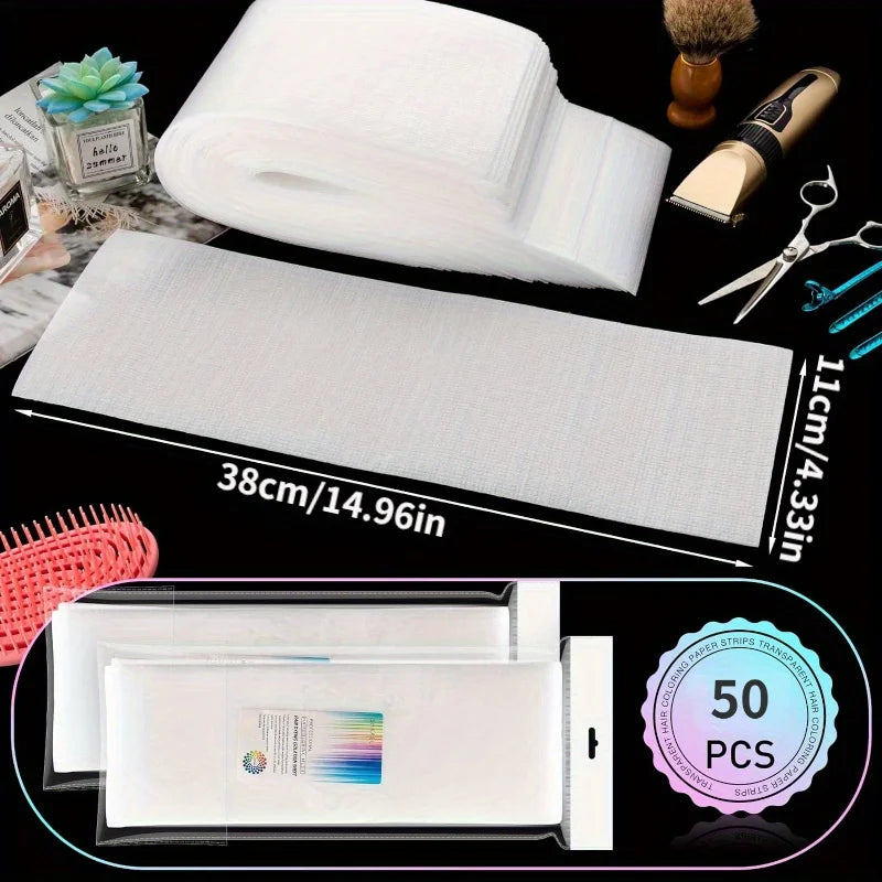 50PCS Reusable Foam Hair Wraps Hair Dye Paper Large Size Henna Repellent Hair Tint Paper Salon Professional Hair Coloring Strips
