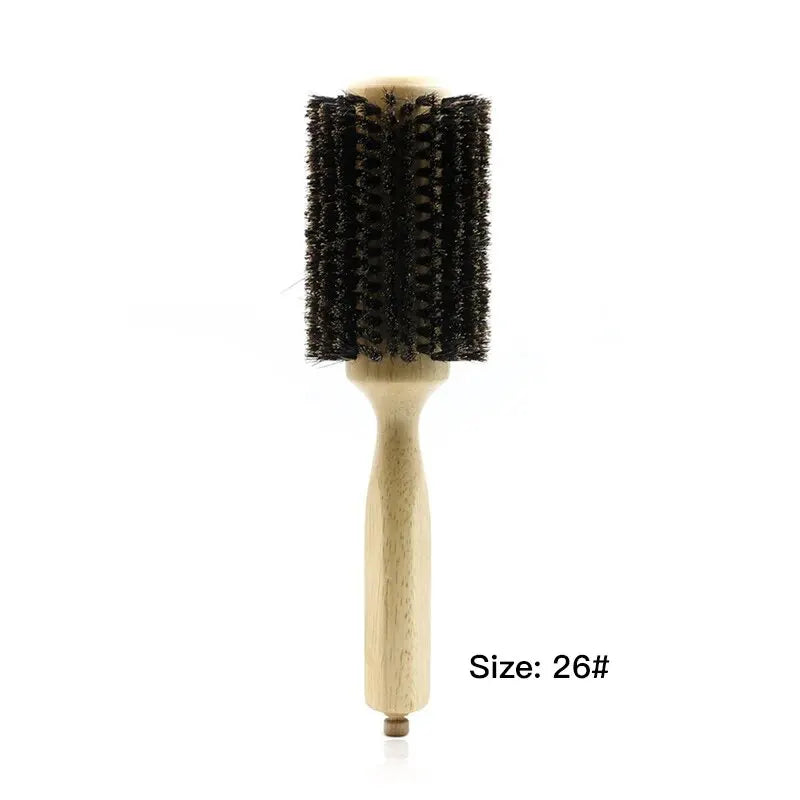 Professional 6 Sizes Barber Salon Wood Handle Boar Bristles Round Brush Removable Tail Hairdresser Hair Brush Hair Round Combs
