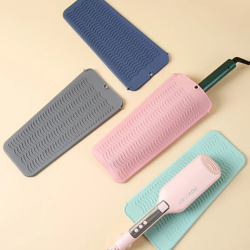 Silicone Heat Resistant Mat Pouch Heat Resistant Curler Hair Styling Tool Hair Straightener Pad Non-Slip Flat Curling Iron Mat
