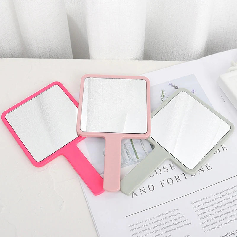 1PC Square Handheld Makeup Vanity Mirror with Handle Hand Mirror SPA Salon Compact Mirrors Eyelash Extension