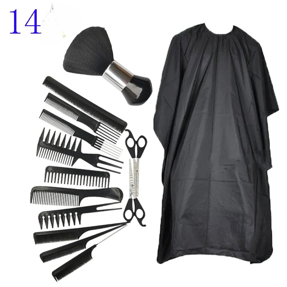 14Pcs Hair Scissor Hairdressing Scissors Kit Hair Cutting Cape Scissors Hairbrush Hair Clip Grooming Comb Barber Haircut Set