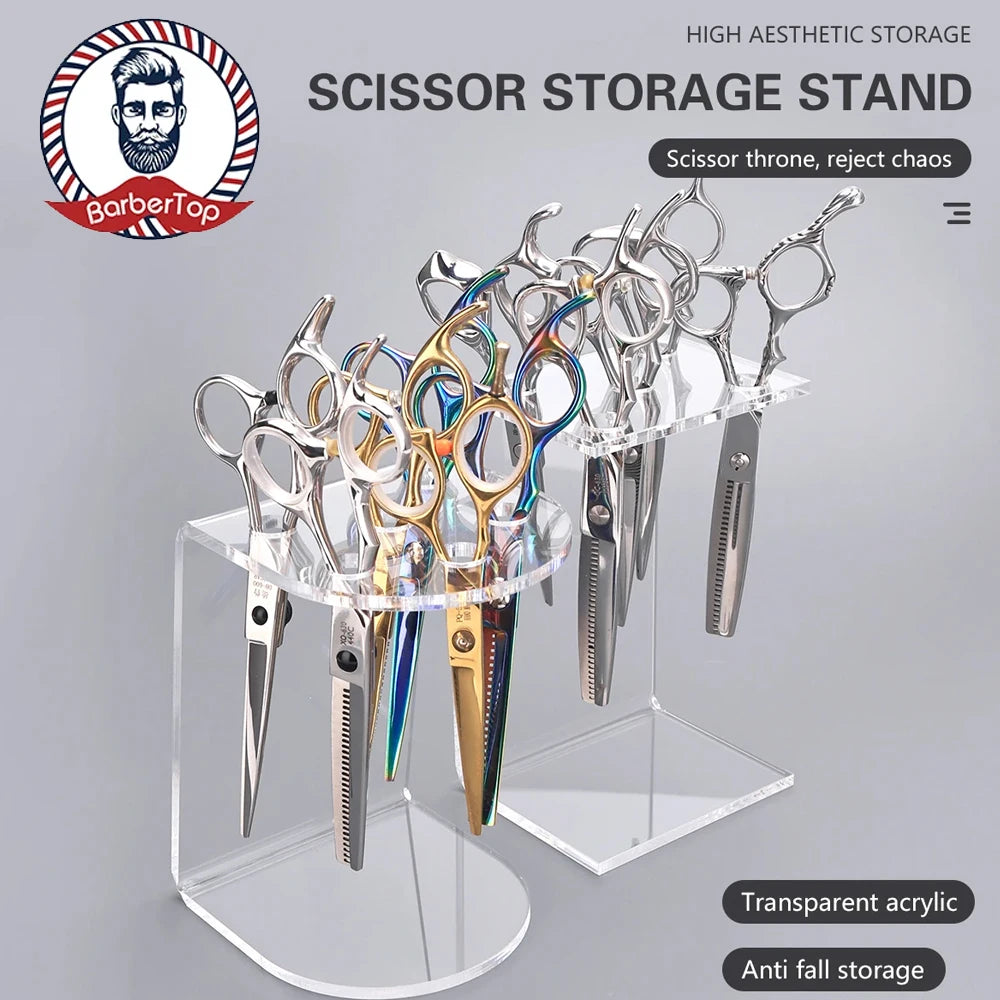 Hairdressing Tools Scissors Stand 5/6 Holes Transparent Durable Barber Shear Holder for Salon