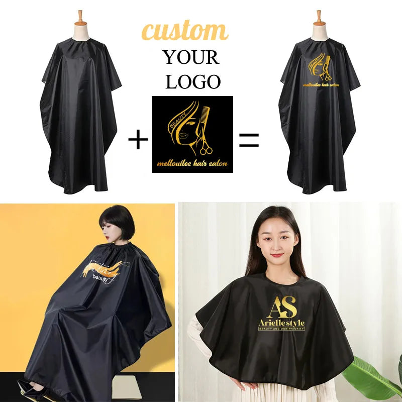 Custom Logo Hairdresser Barber Cape 3Pcs Black Waterproof Professional Hairstyle Cape Lighweight Home Sale Use Hair Cutting Cape