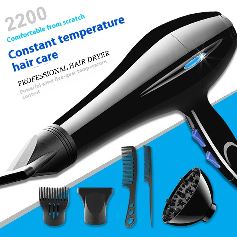 Hair Dryer 2200W Professional Powerful Hair Dryer Fast Heating Hot And Cold Adjustment Ionic Air Blow Dryer with Air Collecting