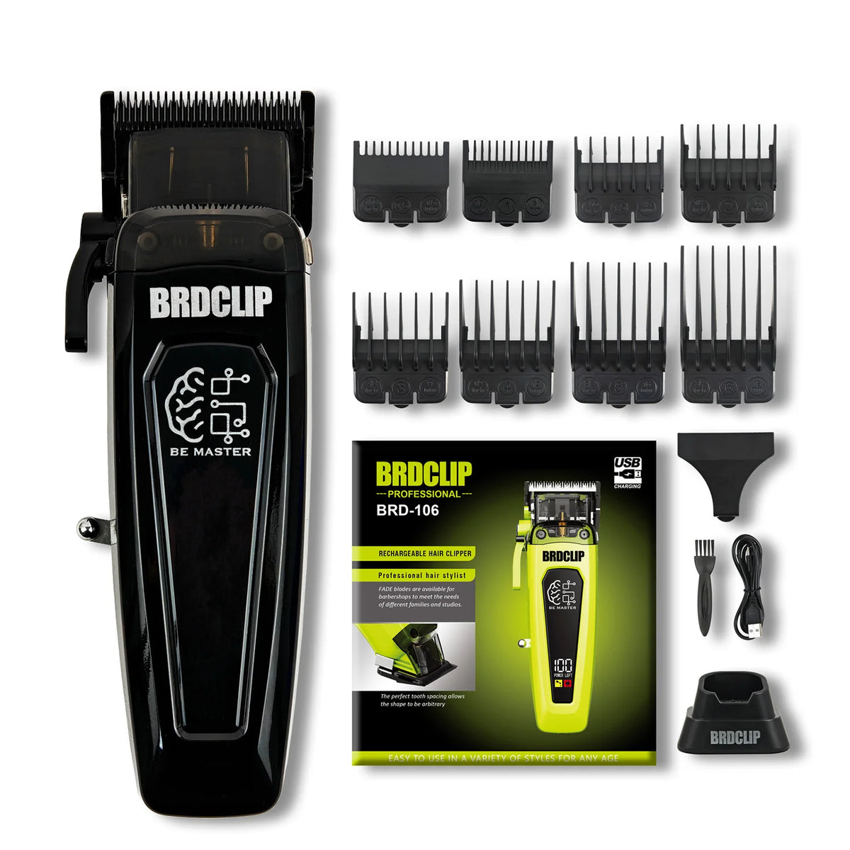 New Professional BRDCLIP BRD106 078 Hair Clipper 7500RPM 7200RPM Hair Salon Trimmer DLC Blade with Charging Base Barber for Men