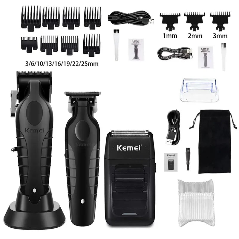 Kemei KM-2296 KM-2299 KM-1102 Professional Hair Clipper Kit Electric Shaver Male Hair Cutting Machine Men’s Cordless Trimmer