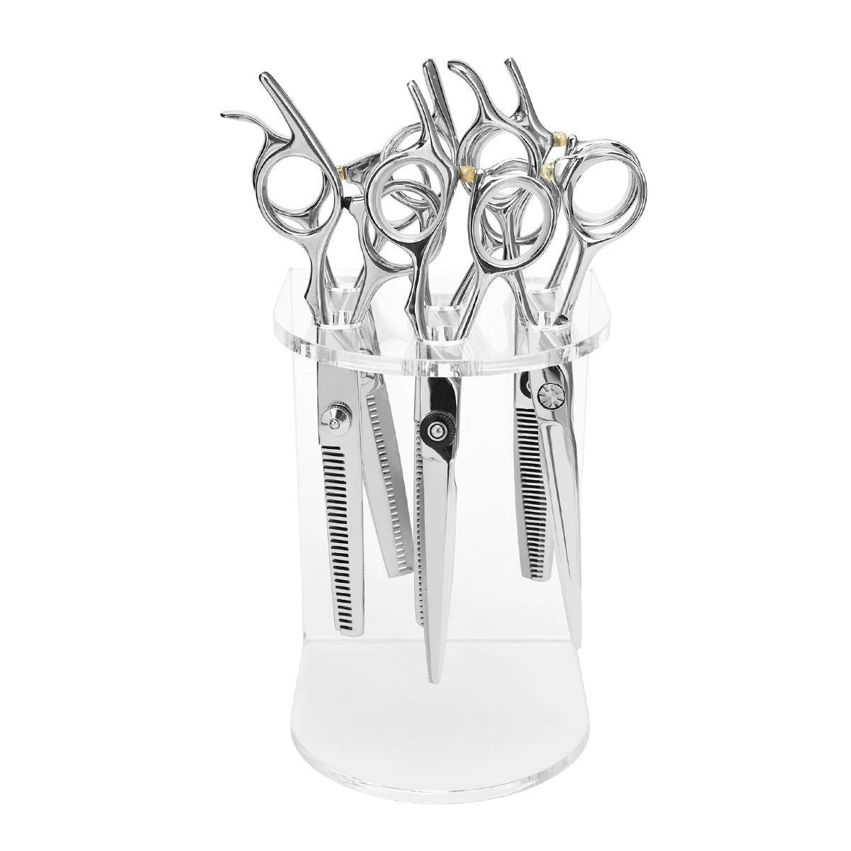 Hairdressing Tools Scissors Stand 5/6 Holes Transparent Durable Barber Shear Holder for Salon