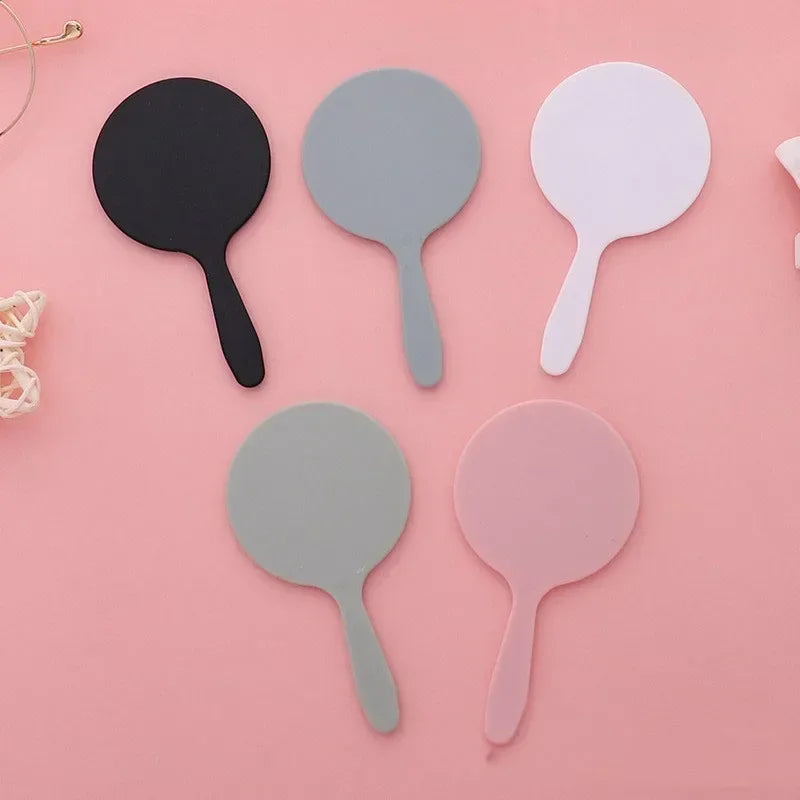 Handheld Mirror Round With Handle Hand Mirror Hair Salon Compact Mirrors Cosmetic Mirrors For Women