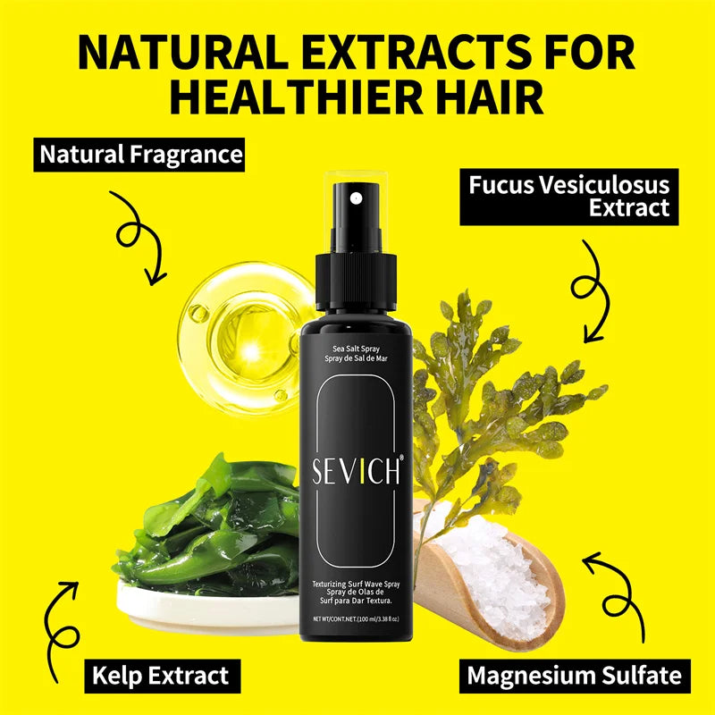 Sevich Sea Salt Spray For Men Beach Waves Spray Powder Set Hair Texturizer 100ml Heatless Volume Hair Volumizing Sea Salt Spray