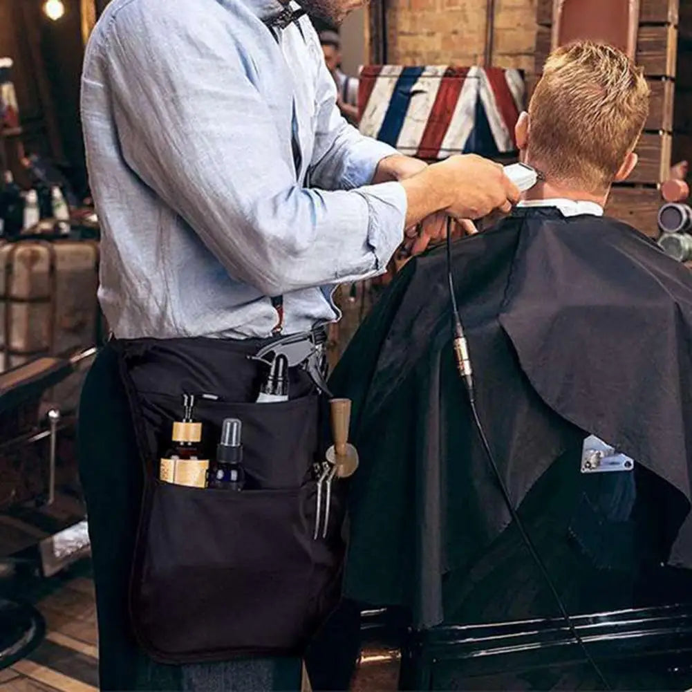 56*40cm Hair Stylist Half Apron With 5 Pockets Adjustable Belt Waterproof Professional Barbers Hairdresser Tools Storage Apron